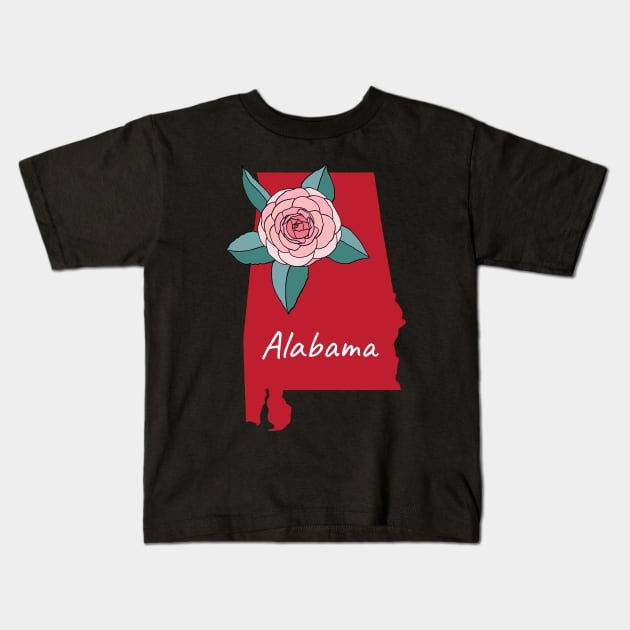 Alabama State Flower Camellia Kids T-Shirt by SunburstGeo